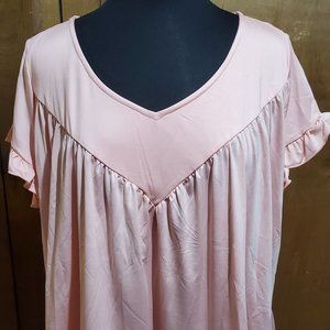 Women's Peach Ruffled Short Sleeve Blouse